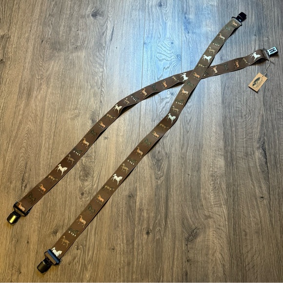 NWT Woodland Creek Brown Multicolored Horse Adult Suspenders Size 49 inches - Picture 6 of 14